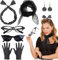 6-Piece Rockabilly Accessoires Damen Set for Women - 50er Jahre Outfit Damen, Gloves, Glasses, Earrings, and Scarf for Retro Party or Everyday Wear