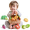 TUMAMA Gemüse Kaufladen Zubehör Spielzeug Kinder Set, Shop Waren Rollenspiel für Kinderküche, Plüsch Einkaufskorb mit Gurke, Tomate, Karotte, Kartoffeln, Brokkoli, Mais Zwiebel, Spielküche ab 3 Jahre