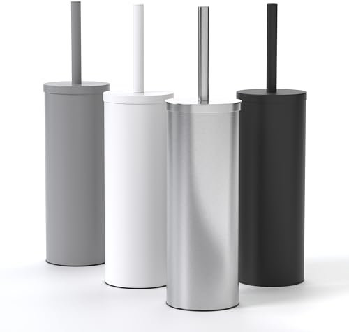 SAVEGA - Edelstahl Silikon Klobürste - Toilettenbürste mit diskretem Halter - Hochwertige WC Bürste mit Spritzschutz - Antibakterieller Bürstenhalter - Toilet Brush (Silber)