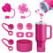 FOSFUKEER Stanley Cup-Zubehörset, enthält 6 auslaufsichere Silikonstopfen,2 Stück Strohdeckel, 1 Silikonhülle für Stanley Cup 1,2 l- und 850 ml-Becher,Cups nicht enthalten (Fuchsia)