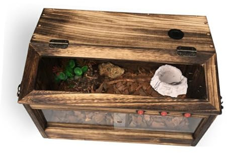 Garneck 1 Stück Futterteller für Haustiere Reptile Feeding Bowl Pet Feeding Plate Zubehör für Geckos mit Haube Vivarium Futter Wassernapf kreative Haustierschüssel Schale aus Harz Grey