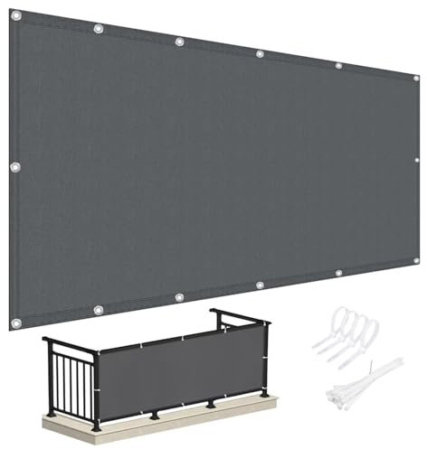 Chivivi Balkonverkleidung Wetterfest, Balkon Sichtschutz nach maß Blickdichte, Terrassen Sichtschutz UV-Schutz, Sichtschutz Balkon ohne Bohrenmit Kabelbinder für Balkongeländer Garten Zaun