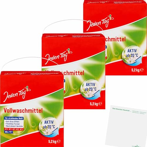 usy Bundle für Jeden Tag Waschmittel Pulver 5,2 kg 3er Pack (3x80WL Packung) + usy Block