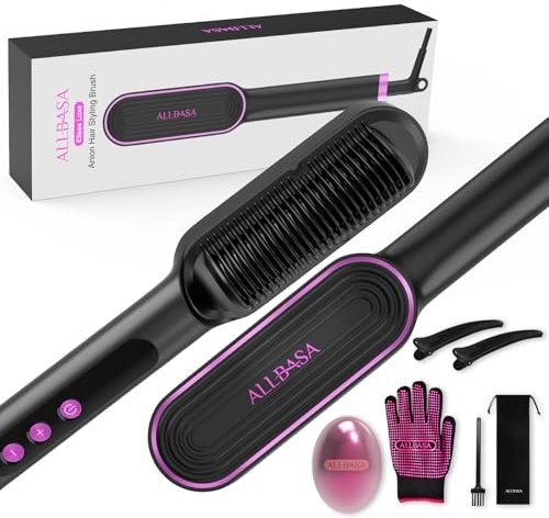 ALLBASA Professioneller Haarglätter mit Glätteisen für Haare, 9 Temperatureinstellungen, 120 ℃ - 200 ℃, LCD-Display, negative Ionen-Glätteisen, für alle Haartypen (Rosa)
