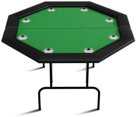 Aptliton 8 Player Foldable Poker Table with Cup Holders, Portable Octagon Blackjack Gaming Table with Padded Rails & Strong Metal Legs for Party Casino, Easy Assembly, Green