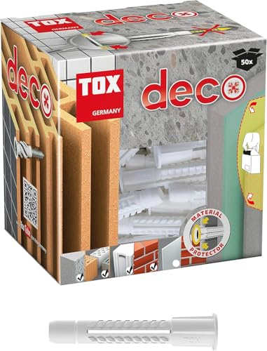 TOX Allzweckdübel mit Kragen Deco 10 x 66 mm M, Dübel für fast alle Baustoffe, 50 Stück, 016100081