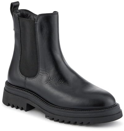Pavers Chunky Leather Chelsea Boots - Black Size 6
