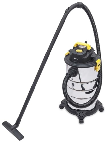HomeTronix 30L Wet & Dry Vacuum Cleaner Powerful Suction | Stainless Steel Tank | HEPA Filter | 10M Cable | Quiet ≤80dB | For Home, Car, Garage, Workshop & Construction Cleaning