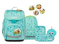 ergobag cubo Bundle Set AW25/26, ergonomischer Schulranzen Klassisch 6-teilig 1. Klasse Grundschule ReitBärtraum - Türkis