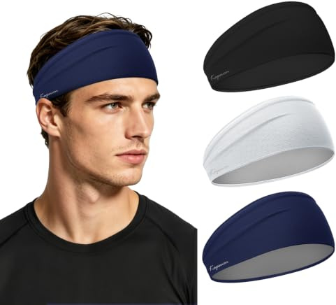 Kapsuen Stirnband Herren Sport - 3 Stück Haarband Damen Sommer, Leichtes & Elastisch Anti Schweißband für Yoga Workout Laufen Fitness