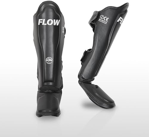 Flow Fightgear Classic Schienbeinschützer – Muay Thai & Kickboxen, Handgefertigt in Thailand, rutschfest, Gepolstert, Für MMA Damen & Herren