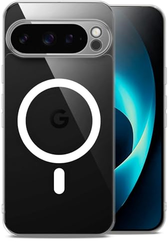 ONEFLOW Nova Case für Google Pixel 9 Pro Hülle mit Kameraschutz Transparent, kompatibel mit MagSafe, Handyhülle Durchsichtig Back Cover, Magnetring für induktives Laden