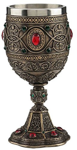 Heiliger Gral Weinkelch mit Metalleinsatz bronze-coloriert