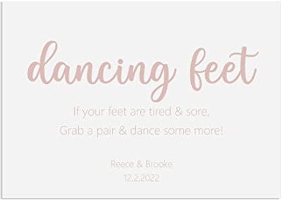 PMPrinted Rose Gold Effect Personalised A5, A4 Or A3 Dancing Feet Flip Flop Wedding Table Sign
