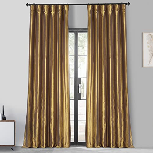 HPD Half Price Drapes PTCH-BO404-108 Verdunkelungsvorhänge für Schlafzimmer – Kunstseide TAFT, Polyester-Mischung, Golden Spice, 50 W x 108 L (Pack of 1)