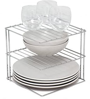 simplywire – 3 Tier Plate Rack - Kitchen Cupboard Organiser – Chrome - Square