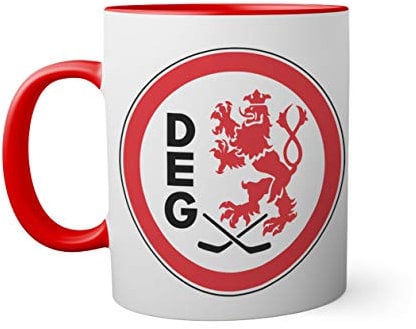 Ice Hockey Team Dusseldorf EC DEG Eishockey Tasse innen und am Henkel rot außen weiß Mug 330ml
