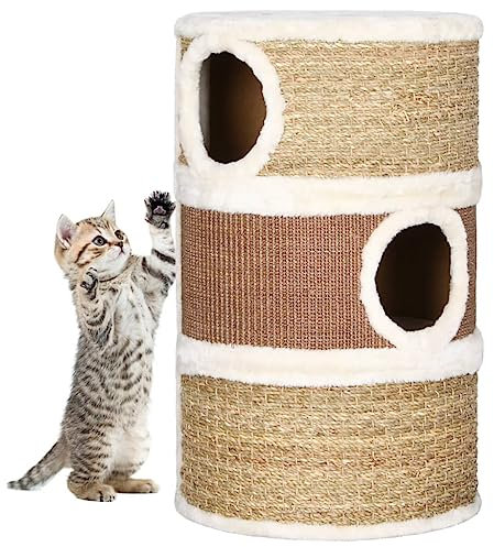 vidaXL Kratztonne Katze 60cm Seegras Kratzsäule Kratzbaum Kratzturm Katzenbaum