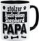 OM3® Stolzer Australian Shepherd Papa Tasse | Keramik Becher | 11oz 325ml | Beidseitig Bedruckt | Schwarz