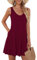 AUSELILY Vestido casual de verano para mujer sin mangas con cuello en V y con bolsillos, rojo vino, XX-Large