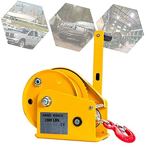 FZYE Boat Trailer Winch 1200lb, Small Manual Winch with Brake and 8m Cable for ATV, Hand Winch for Kayaks, Car and Watercraft, Self-Locking Device