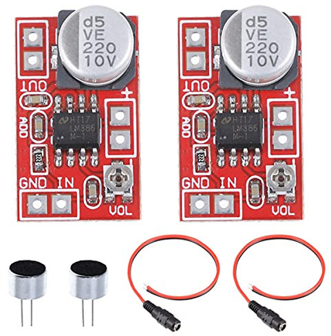 Youmile 2PCS DC 5V-12V Mini Microphone Amplificateur Carte Micro Electret Amplificateur MIC Condenseur Amplificateur Module avec 2PCS Electret Microphone, 2PCS Câble d'Alimentation