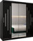 E- MEUBLES Armoire de Chambre avec 2 Portes coulissantes et Miroir Style Contemporain Penderie (Tringle) avec étagères (LxHxP): 180cmx200cmx62cm Maltese 1 (Noir)