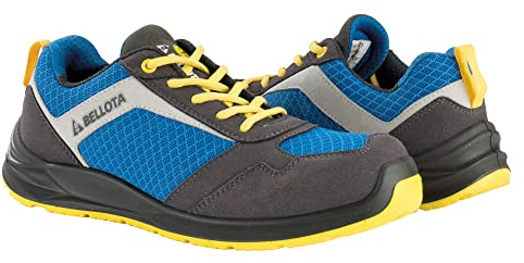 Bellota FTW0544BYS1P - Zapato de Seguridad Flex Nitro de Hombre y Mujer (Talla 44) Ligero, Transpirable y Extra Acolchado, Azul Amarillo