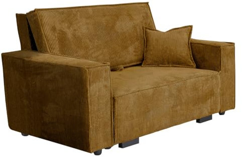 Mirjan24 Sofa Viva Star Cord II mit Schlaffunktion, 2 Sitzer Polstersofa mit Bettkasten inkl. Kissen, Schlafsofa, Bettsofa, Wohnlandschaft, Farbauswahl, Sofagarnitur (Poso 01)