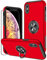 KRAFTCARE Case Compatible for iPhone X and XS with Kickstand Ring and Screen Protector, Shockproof and Anti Scratch Magnetic Built-in Ring Stand Case Compatible for iPhone X/XS - Red