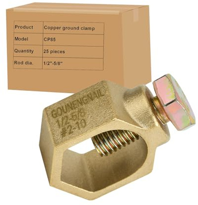 Kupfer-Bodenstabklemme, ideal für 1,27 cm - 1,6 cm Erdungsstäbe (25, CP58 (1/2 Zoll-5/8 Zoll))