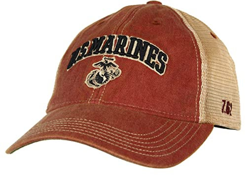 7.62 Design United States Marine Corps Vintage Trucker Hat, Usmc Stretch-Fit Vintage Trucker Cap - Rot - Lg/XL, Einheitsgröße