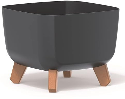 Blumentopf Blumenkübel mit Füßen Schale Pflanzschale quadratisch Matt Design Übertopf Pflanztopf Blumenschale (Anthrazit, 24cm)