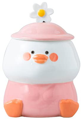 MengCat Cute 3D Duck Coffee Mug,Funny Duck Ceramic Coffee Cup with Hat Lid and Lovely Flower Spoon,Suit for Mug Warmer,Novelty Morning Mug Christmas Birthday Present for Office Friends Women Girls
