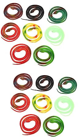Toyvian 16 STK Simulation Gefälschtes Schlangenspielzeug Halloween-schlangenstütze Gefälschte Halloween-Fehler Schlangenfigur Halloween-streichwanzen Schlangenmodell Gummi Puppe Kind