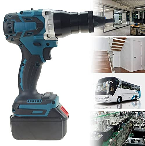 Kit de herramientas de tuerca remachadora eficiente y portátil – Cabezal de tracción remachado M6 M8, aleación de aluminio ligera, 2 baterías