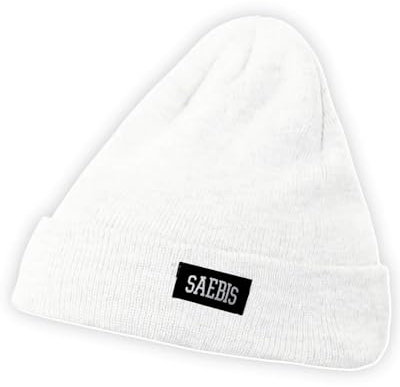 SAEBIS Shapka für Damen und Herren - Unisex Klassische Strickmütze - Classic warme Mütze für das ganze Jahr - Kopfbedeckung - Beanie (Weiß)