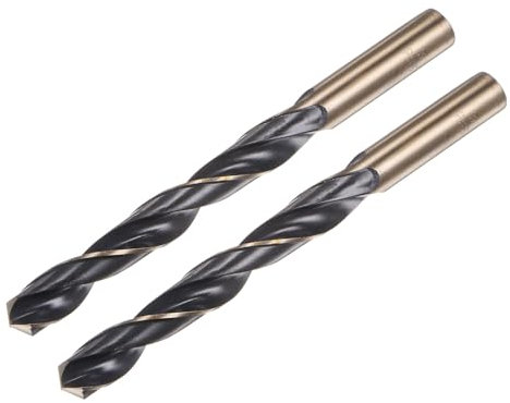 QUARKZMAN 2 Stück HSS Spiralbohrer Set 13 mm, Schwarze Nitrid- und Gold-Titanbeschichtung, Runder Griff, Metall-bohrer für Edelstahl, Aluminium, Hölzern und Hartplastik