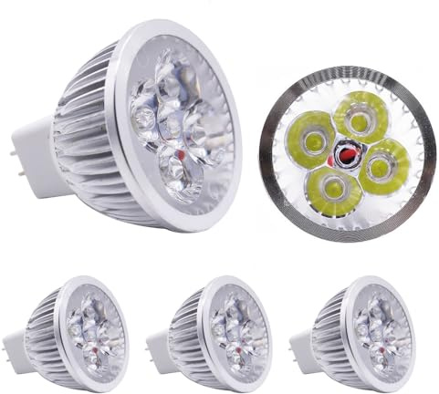 Chao Zan GU5.3 MR16 LED Spot Lampen, 4W 12V LED Leuchtmittel,400LM LED Bulb,60° Abstrahlwinkel, für Heimbeleuchtung, Landschaftsbeleuchtung (Kaltweißes Licht, 4 Stück)