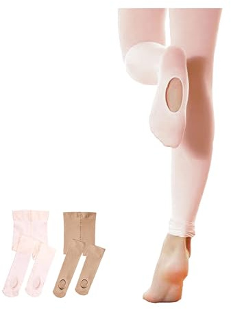 Stelle Girls Women Ballet Dance Convertible Tights Ultra Soft Pro Transition Tights (BP+tan, 6-8years)