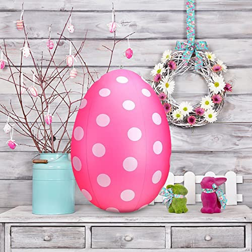 Aufblasbare Ostereier-Dekorationen,40cm Ostern Aufblasbare Outdoor Dekor,Bunte Eier Aufblasbare Ostern Deko,Große Osterei aus PVC,Aufblasbare Ostereier Ornamente für Hof,Rasen,Garten,Party (Rosa)