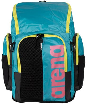 ARENA Spiky III Rucksack 45, Schwimmen, Athlet, Sport, Fitnessstudio, große Trainingsausrüstung, Schwimmtasche für Damen und Herren, 45 Liter, Pfau
