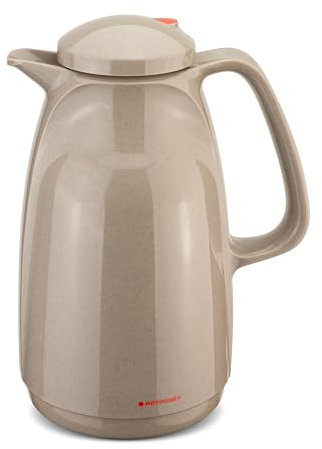 ROTPUNKT Isolierkanne 227 Bella 1,5 l | Zweifunktions-Drehverschluss | BPA-frei - gesundes Trinken | Made in Germany | Warm + Kalthaltung | Glaseinsatz (beige-gesprenkel C386)