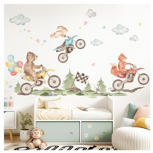 Little Deco Wandsticker Motorräder Set Wandtattoo Kinderzimmer Dirt Bike Motocross Wandaufkleber Junge Babyzimmer Wanddeko DL5071-02