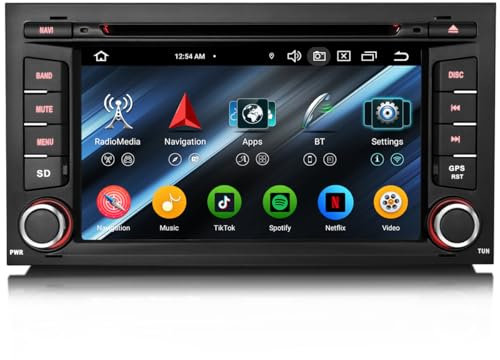 erisin [4+64GB] 8 Kern Android 14 Autoradio Navi für Seat Leon Drahtlos Carplay Android Auto GPS Navigation IPS Touchscreen DSP Bluetooth 5.0 WiFi RDS Radio DVD Player