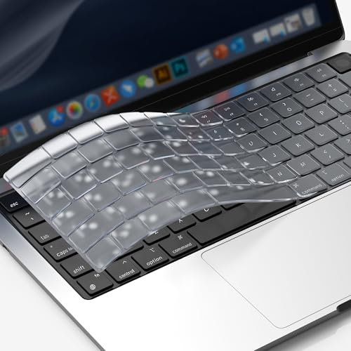 GPXIIZ Tastaturschutz Kompatibel für 2025-2022 MacBook Air 13,6/Air 15 M4 M3 M2, 2024-2021 Mac Pro 14/Pro 16 Pro/Max M4 M3 M2 M1 Ultra Dünn TPU Keyboard Cover, US-Layout, Klar