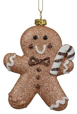 Christbaumschmuck Kunststoff 10cm - Lebkuchenmann Figur zum Aufhängen - bruchfest & mit Glitzer - Weihnachtsbaum Anhänger für Weihnachten - Christbaumanhänger & Weihnachtsbaumschmuck - Lebkuchen Braun