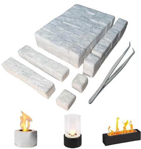 96 Stück Keramik-Wolldocht für Tisch-Feuerstelle | Kamin Keramikschwamm Für Bioethanol-Kamine mit Pinzette | Keramikwolle Für Tisch-Feuerstelle Bioethanol zur Verlängerung der Brenndauer