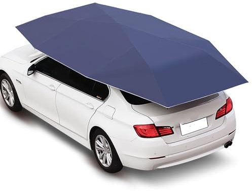 XBDHDBS Hälfte Automatische Autozeltabdeckung für Audi A4 MK B7 2005-2008,Mobiler Faltbarer Carport Fernbedienung Autodachschirm Tragbarer Autoschutzschirm,A-Blue Without Stand