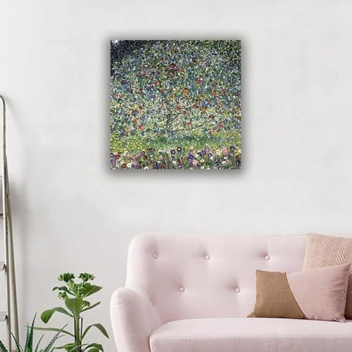 Gustav Klimt „Apfelbaum I“, Leinwandbild, Wandkunst, Ölgemälde-Reproduktionen, Kunstwerk, Posterdruck, Bild für die Heimdekoration, 60 x 60 cm, rahmenlos